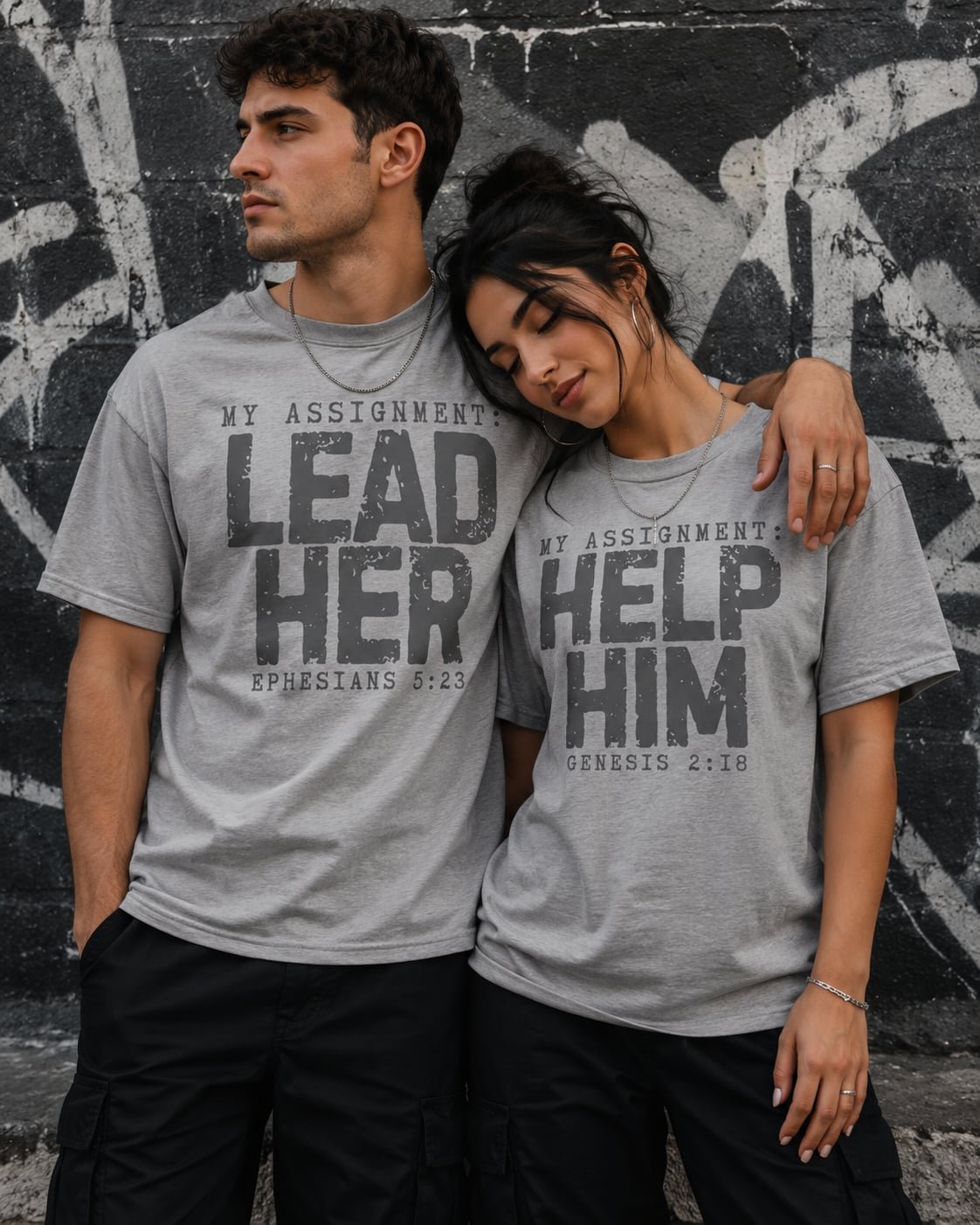 Lead Her. Help Him Gray Tshirt