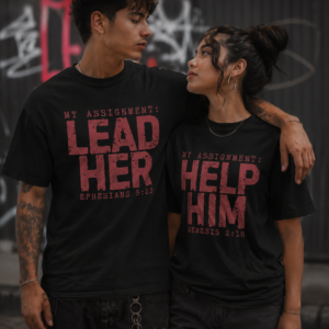 Lead Her. Help Him Black and Red Tshirt