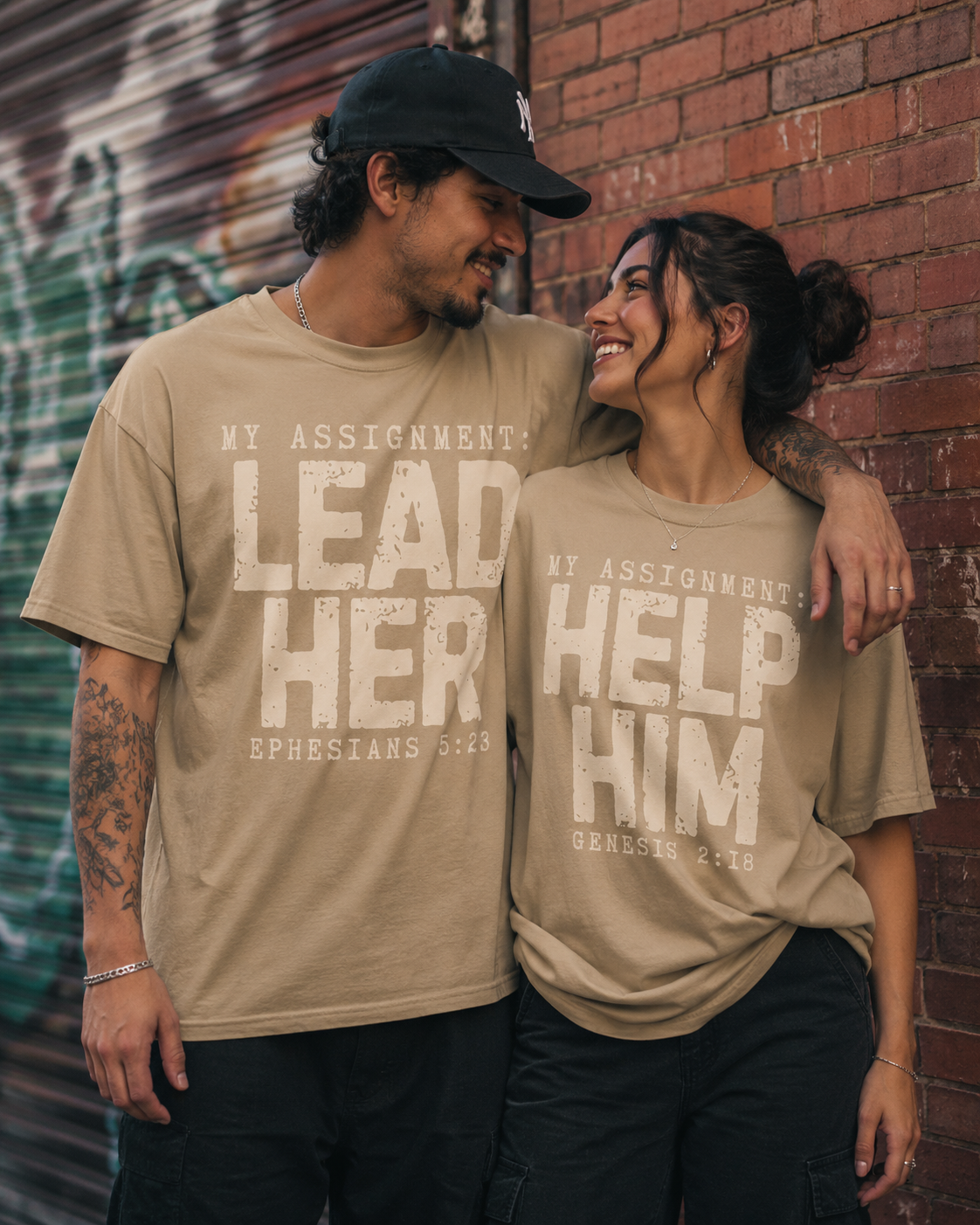 Lead Her. Help Him Khaki Tshirt